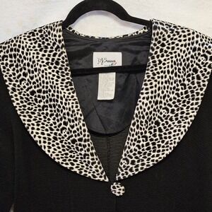 Vintage DJ Summers Black Jacket Womens Size 12 Removable V-Neck Animal Print